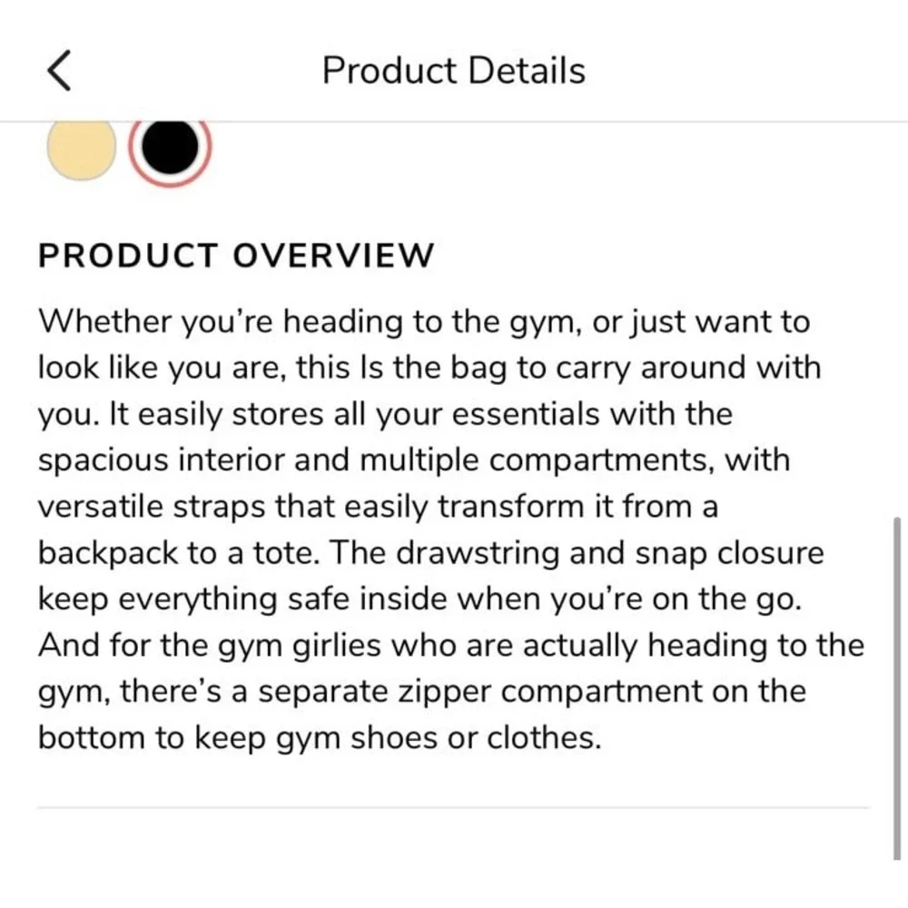 NEW Convertible black Gym Bag Beyond Yoga. Drawstring & snap closure. Spacious